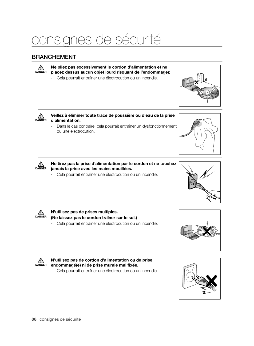 Samsung VCR8980L3K/XEF, VCR8980L3K/XEO manual Branchement, Cela pourrait entraîner une électrocution ou un incendie 