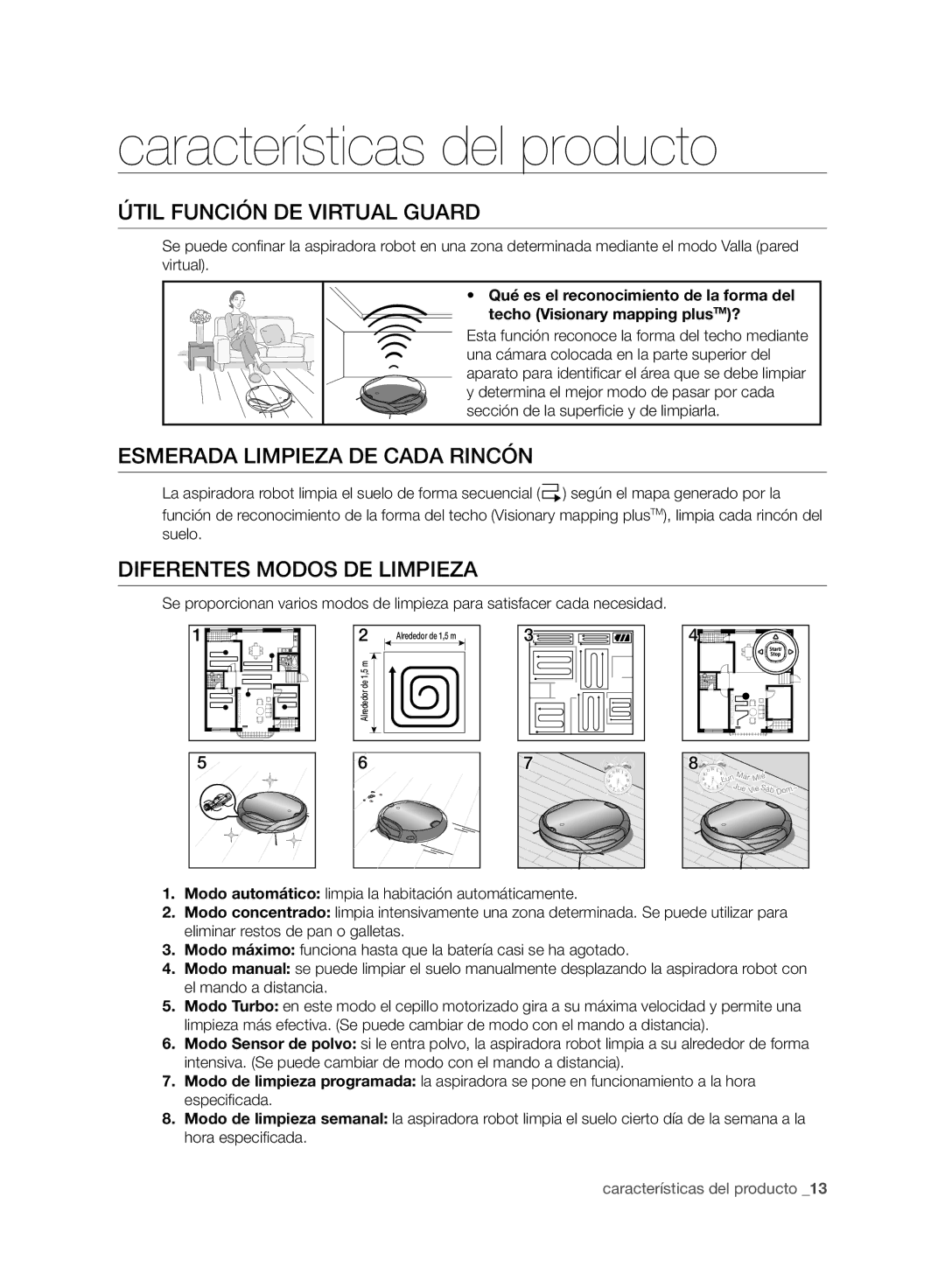 Samsung VCR8980L3K/XEO manual Características del producto, Útil Función DE Virtual Guard, Esmerada Limpieza DE Cada Rincón 