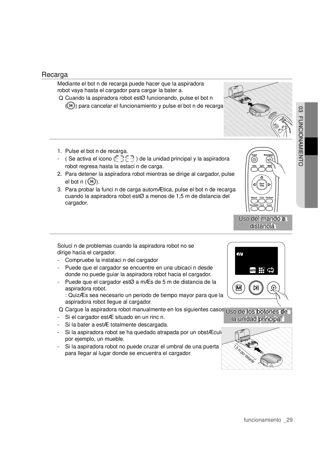 Samsung VCR8980L3K/XEO, VCR8980L3K/XEF manual Recarga, Compruebe la instalación del cargador 