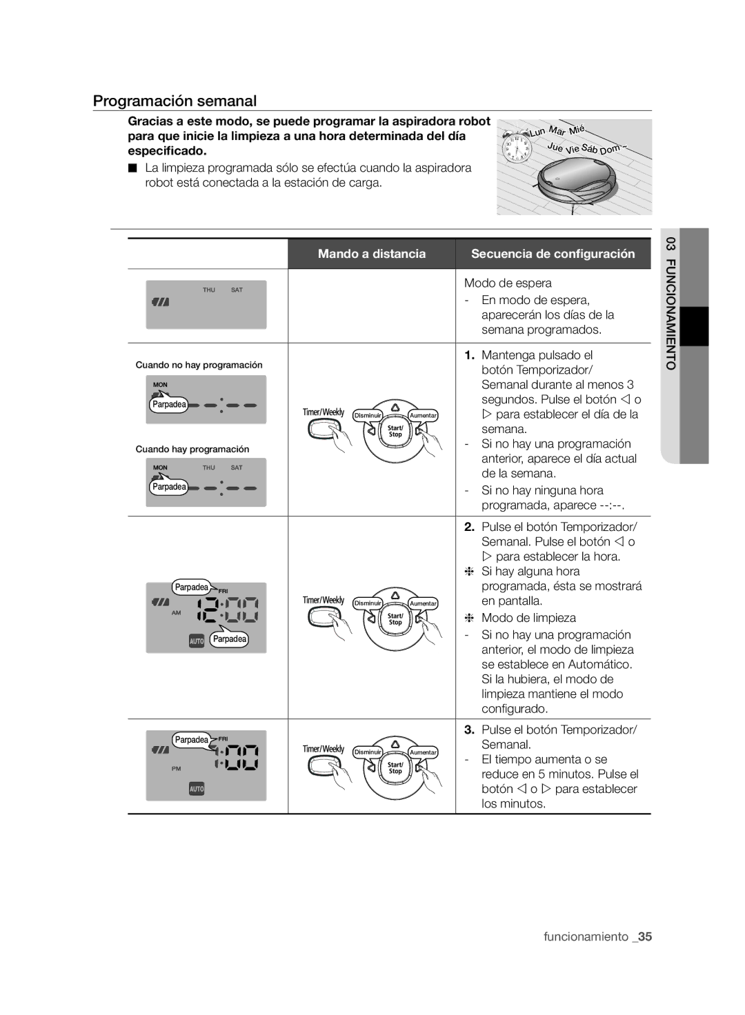 Samsung VCR8980L3K/XEO, VCR8980L3K/XEF manual Programación semanal 