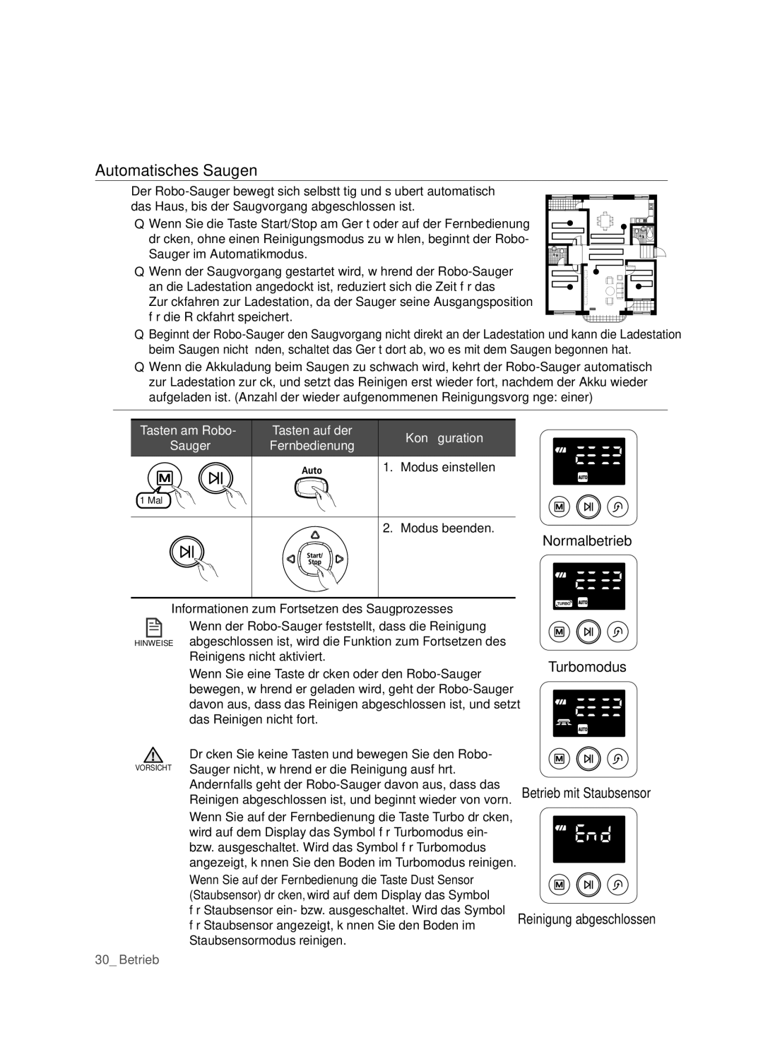 Samsung VCR8980L3K/XEF, VCR8980L3K/XEG, VCR8980L3K/XET Automatisches Saugen, Informationen zum Fortsetzen des Saugprozesses 