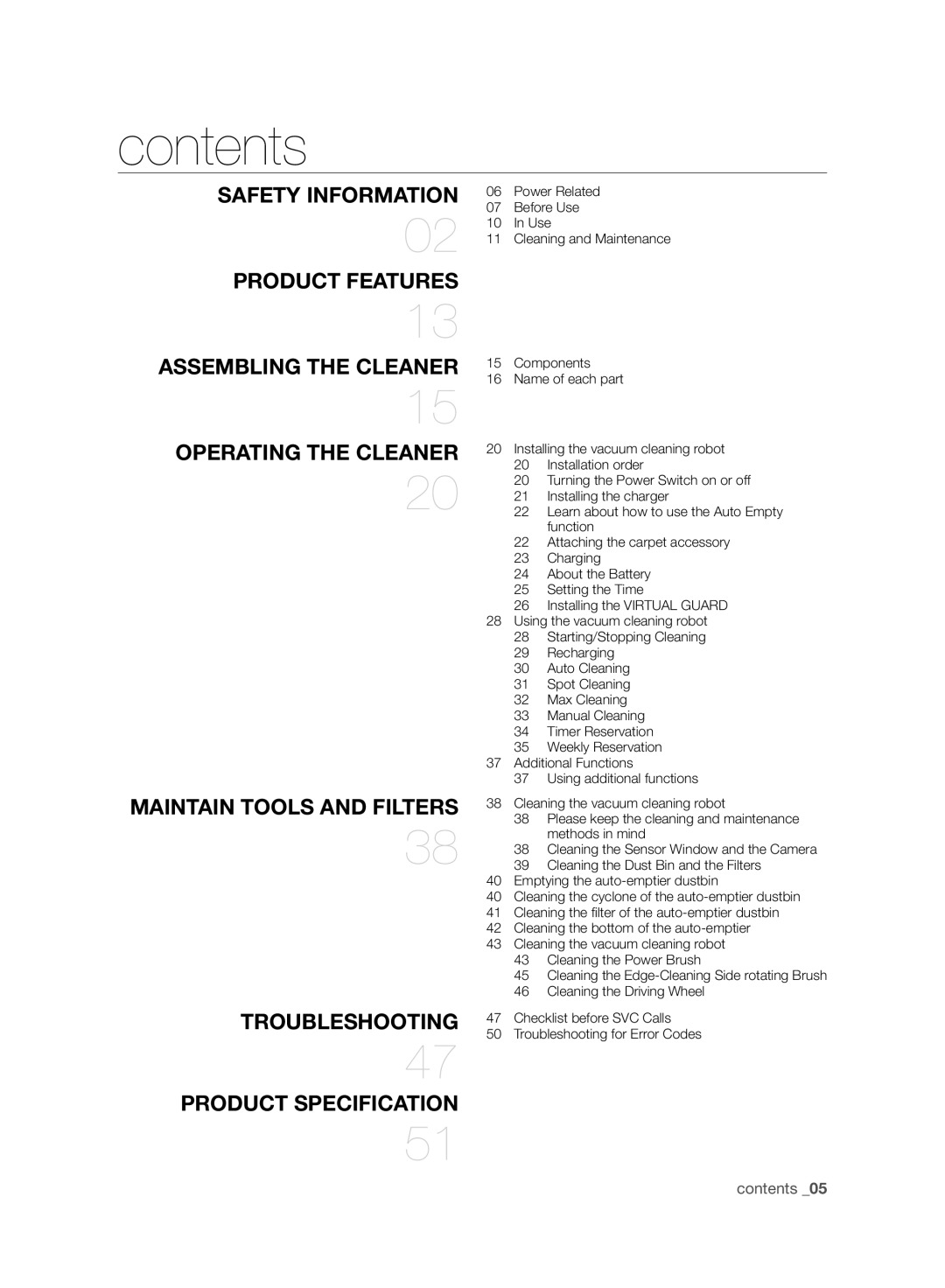 Samsung VCR8980L3K/XEO, VCR8980L3K/XEG, VCR8980L3K/XET, VCR8980L3K/XEF, VCR8980L3K/XEE manual Contents 