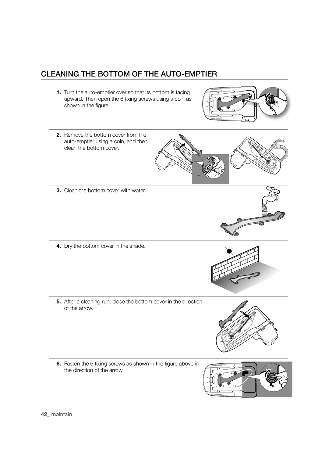 Samsung VCR8980L3K/XEG, VCR8980L3K/XET, VCR8980L3K/XEF, VCR8980L3K/XEO manual Cleaning the Bottom of the AUTO-EMPTIER 