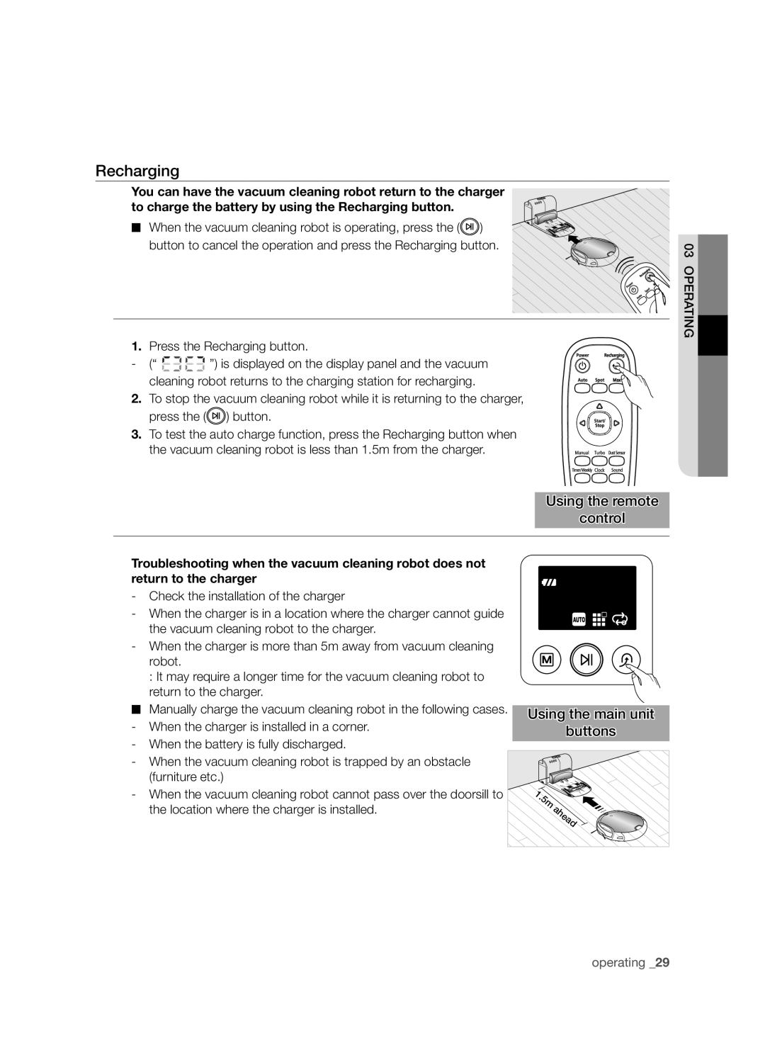 Samsung VCR8980L4K/XEU manual Press the Recharging button 