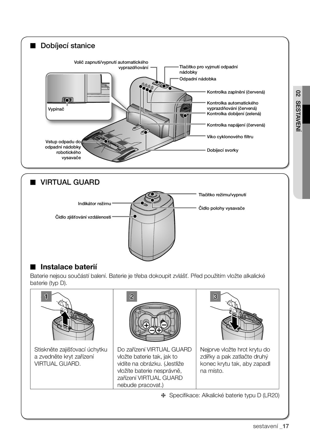 Samsung VCR8981L3B/XEG manual Instalace baterií 