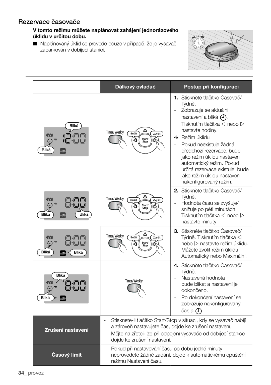 Samsung VCR8981L3B/XEG manual Rezervace časovače, Zároveň nastavujete čas, dojde ke zrušení nastavení 