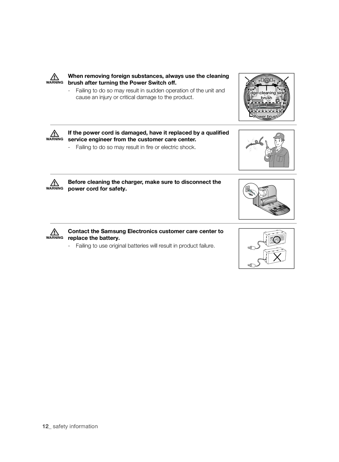 Samsung VCR8987L3R/SWS, VCR8988L3K/SWS manual Edge-cleaning side 