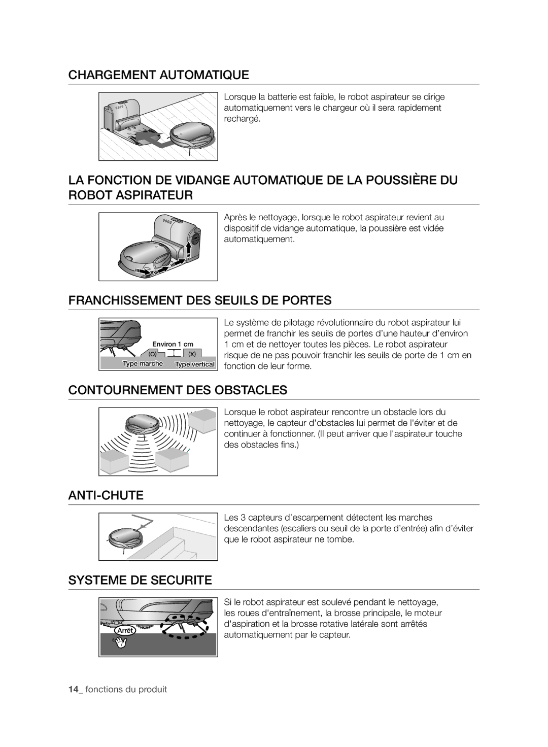 Samsung VCR8987L3R/SWS manual Chargement Automatique, Franchissement DES Seuils DE Portes, Contournement DES Obstacles 