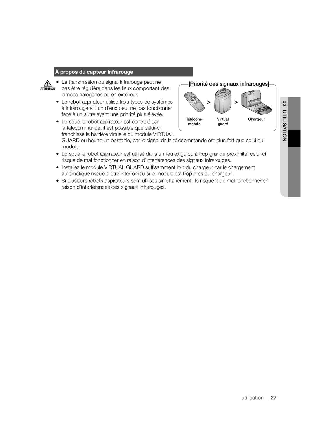 Samsung VCR8988L3K/SWS, VCR8987L3R/SWS manual Propos du capteur infrarouge, Lampes halogènes ou en extérieur 