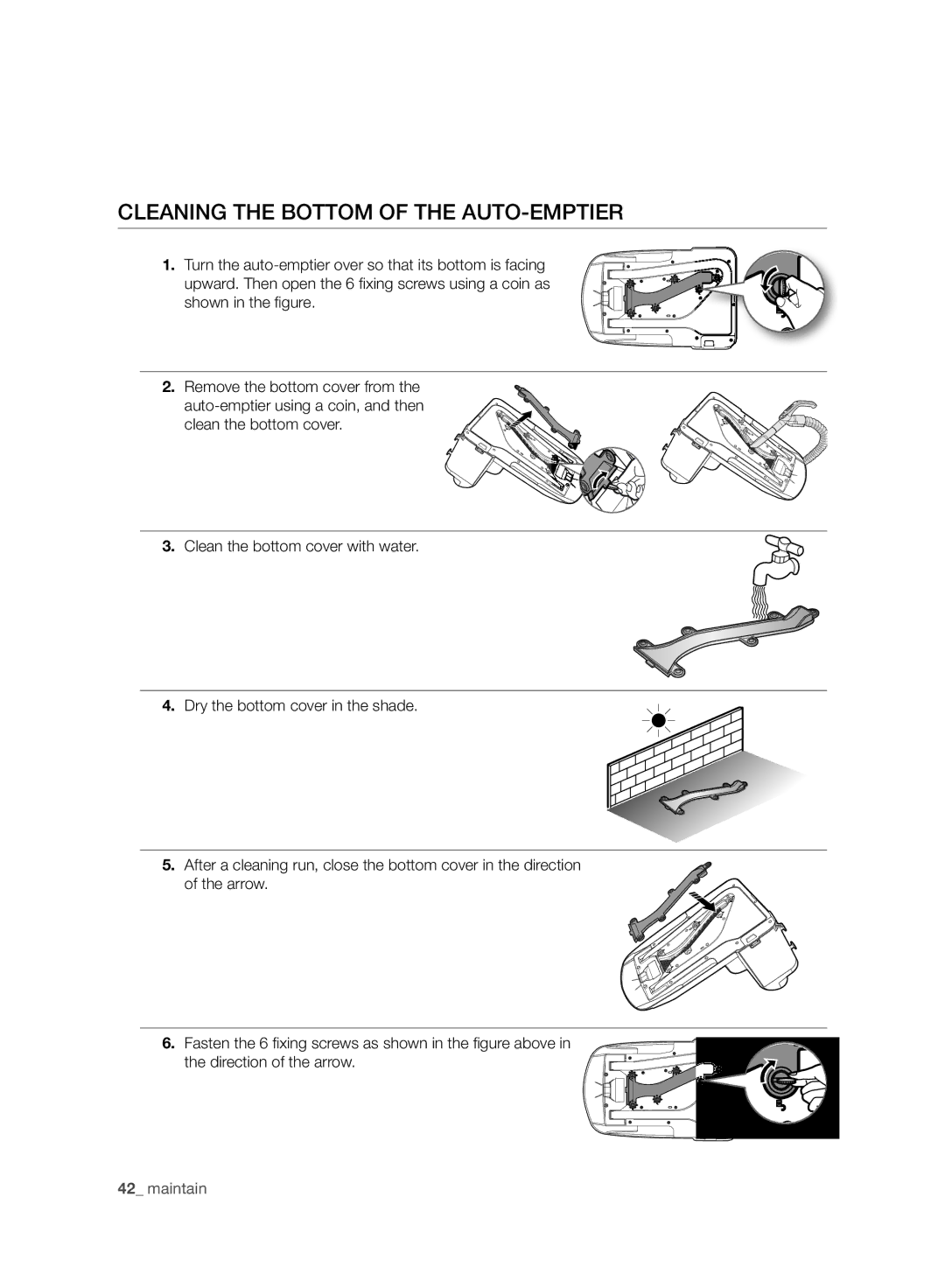 Samsung VCR8987L3R/SWS, VCR8988L3K/SWS manual Cleaning the Bottom of the AUTO-EMPTIER 