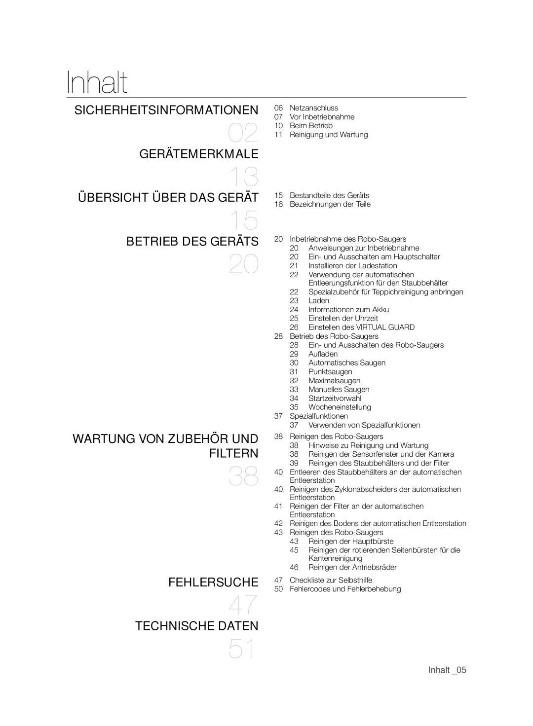 Samsung VCR8988L3K/SWS, VCR8987L3R/SWS manual Inhalt, Betrieb DES Geräts 