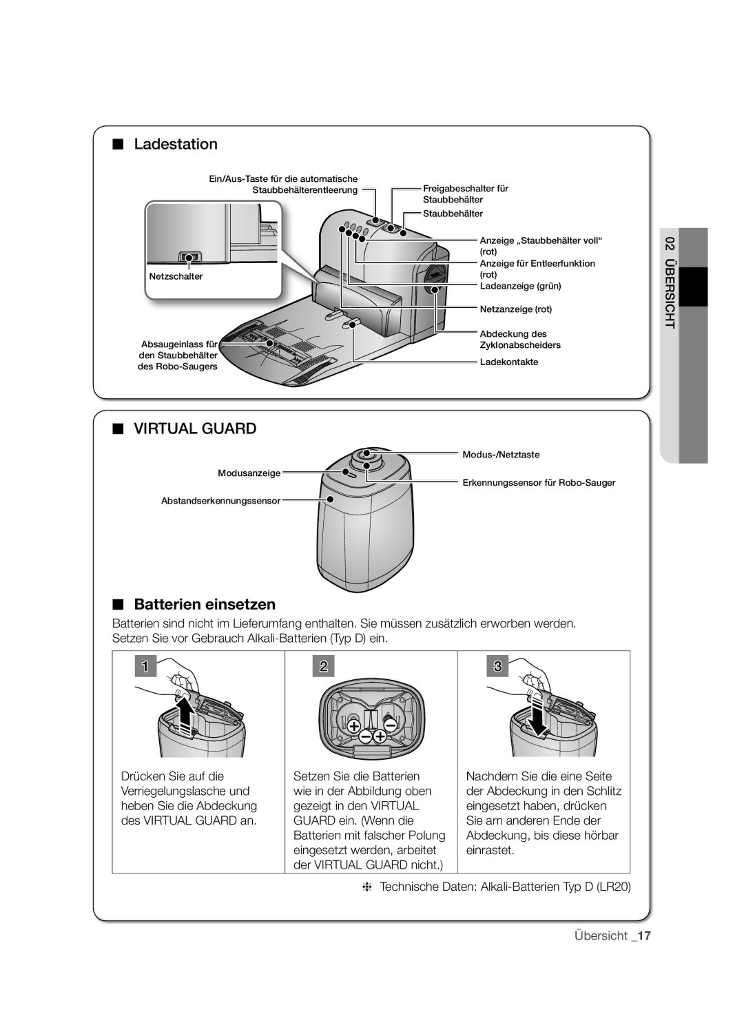 Samsung VCR8988L3K/SWS, VCR8987L3R/SWS manual Batterien einsetzen 