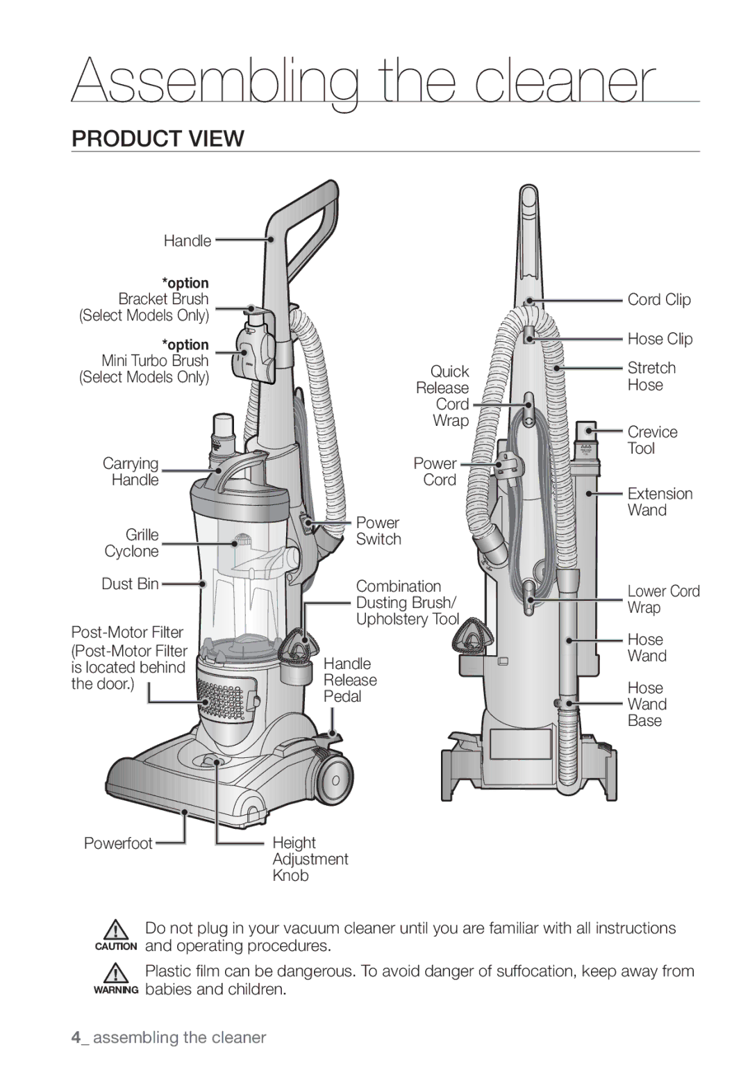 Samsung VCU3360S31/SML manual Assembling the cleaner, Product View 