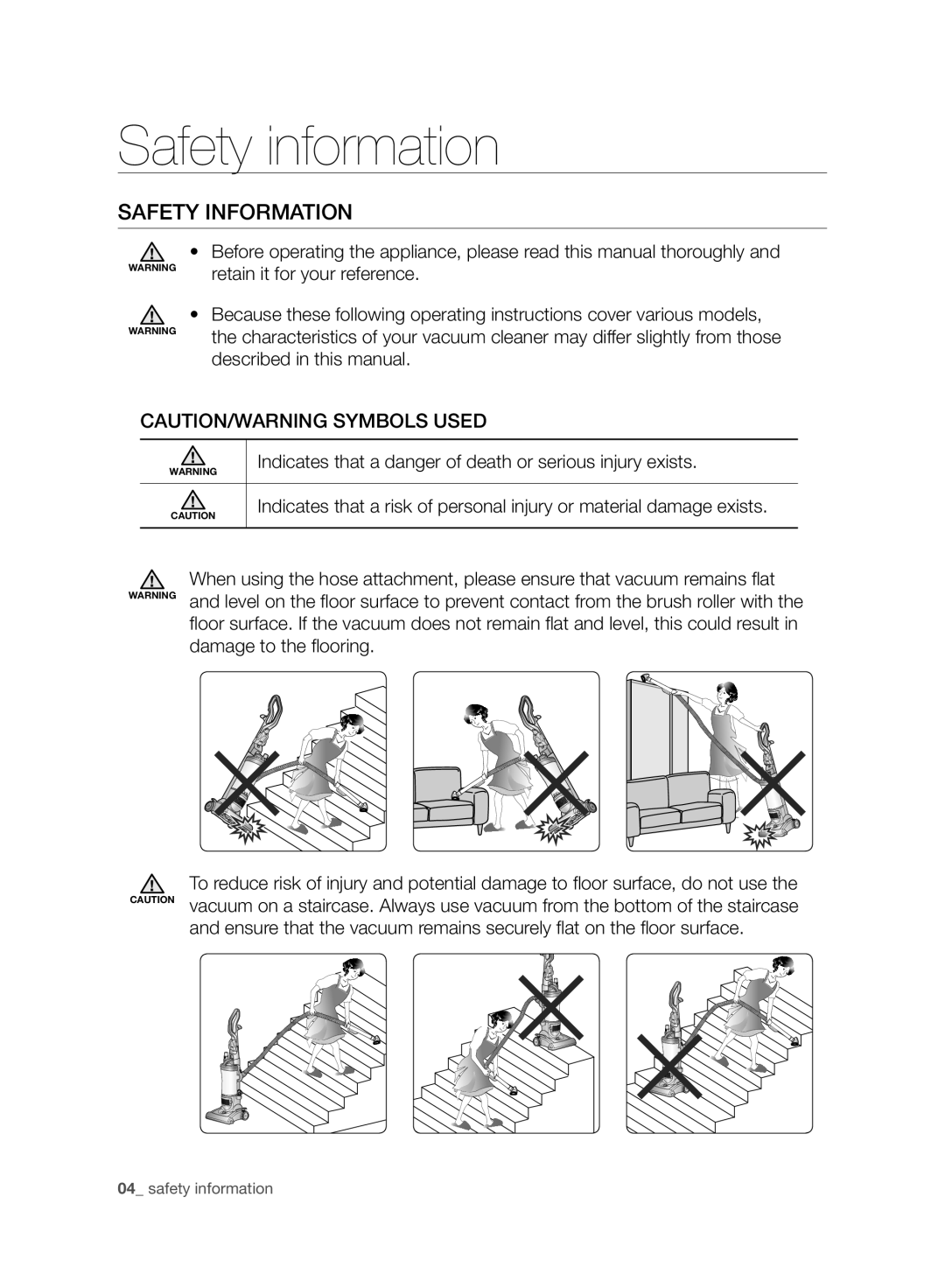 Samsung VCU4060S4K/XEU manual Safety Information 