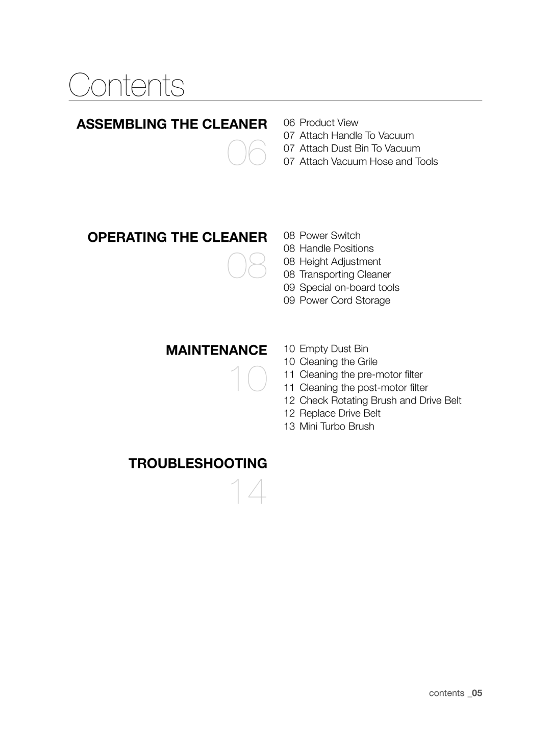 Samsung VCU4060S4K/XEU manual Contents 