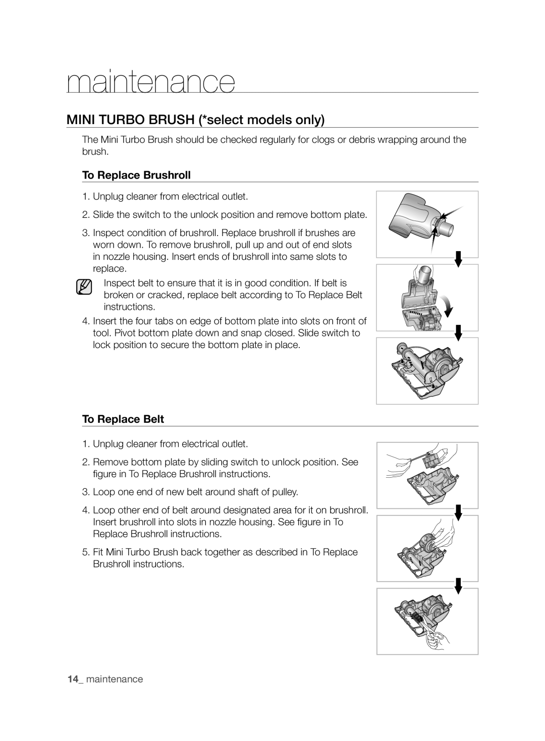 Samsung VCU6780S3A/XFA manual Mini Turbo Brush *select models only 