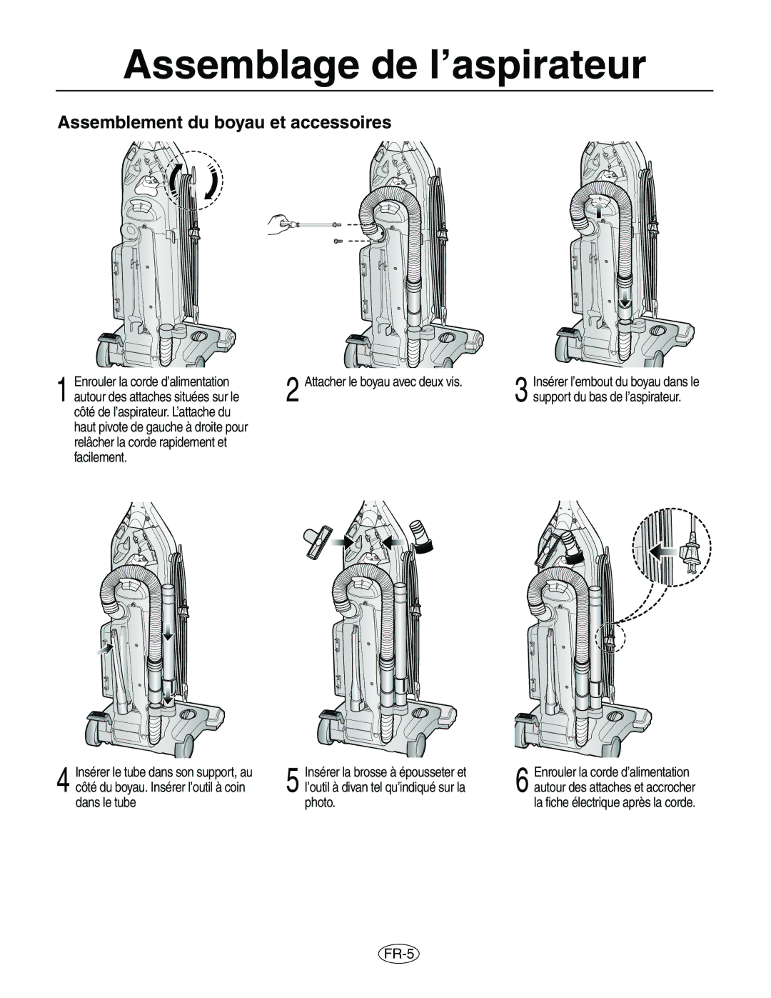 Samsung VCU8563S1R/XAC manual Assemblement du boyau et accessoires, FR-5 