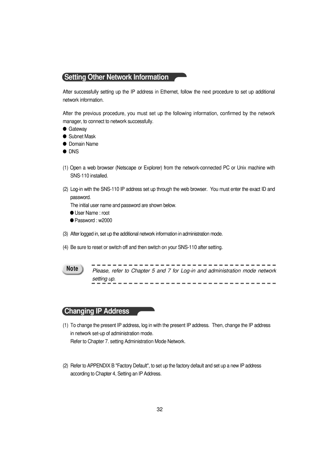 Samsung Version 1.1 owner manual Setting Other Network Information, Changing IP Address 