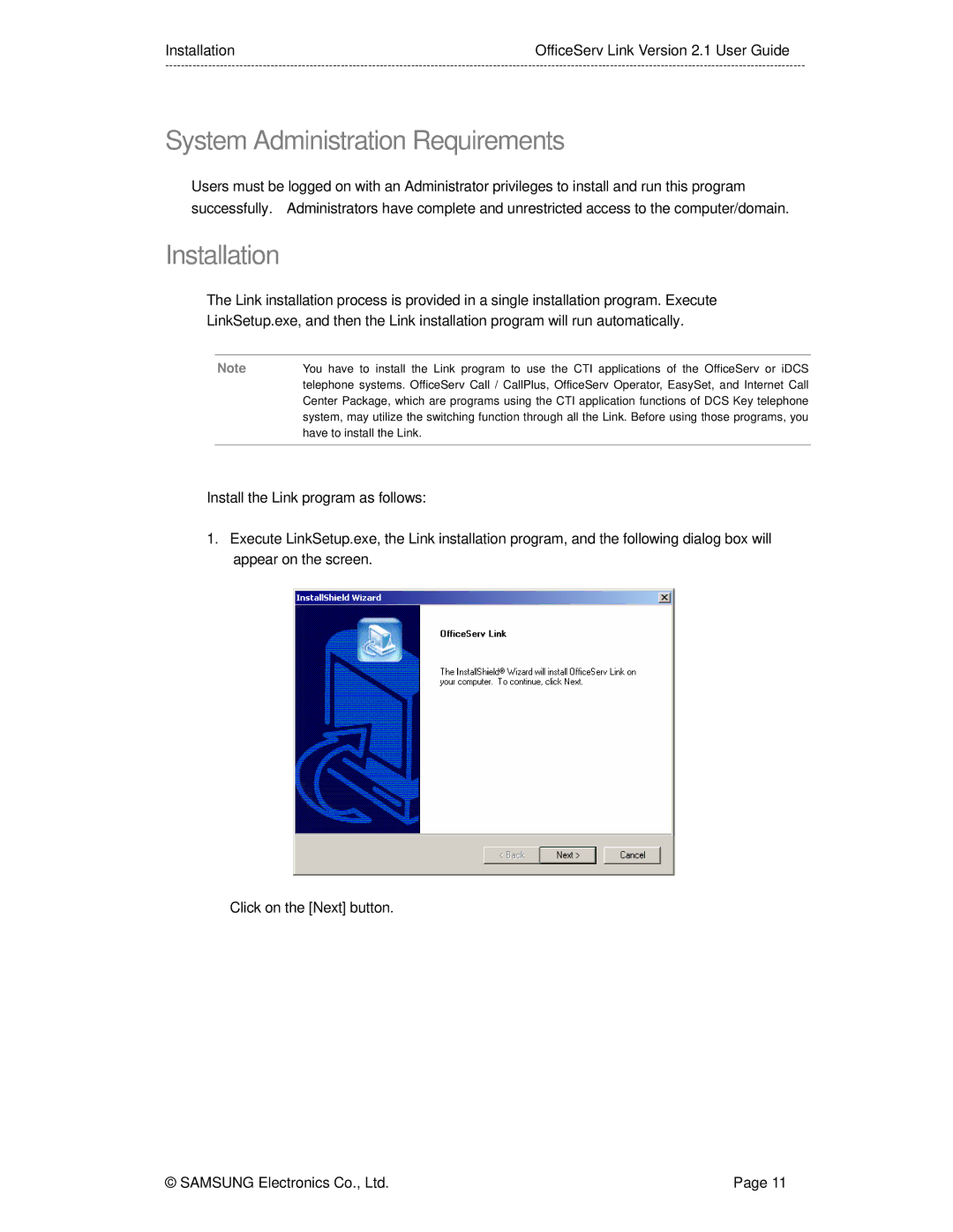 Samsung Version 2.1 manual System Administration Requirements, Installation 