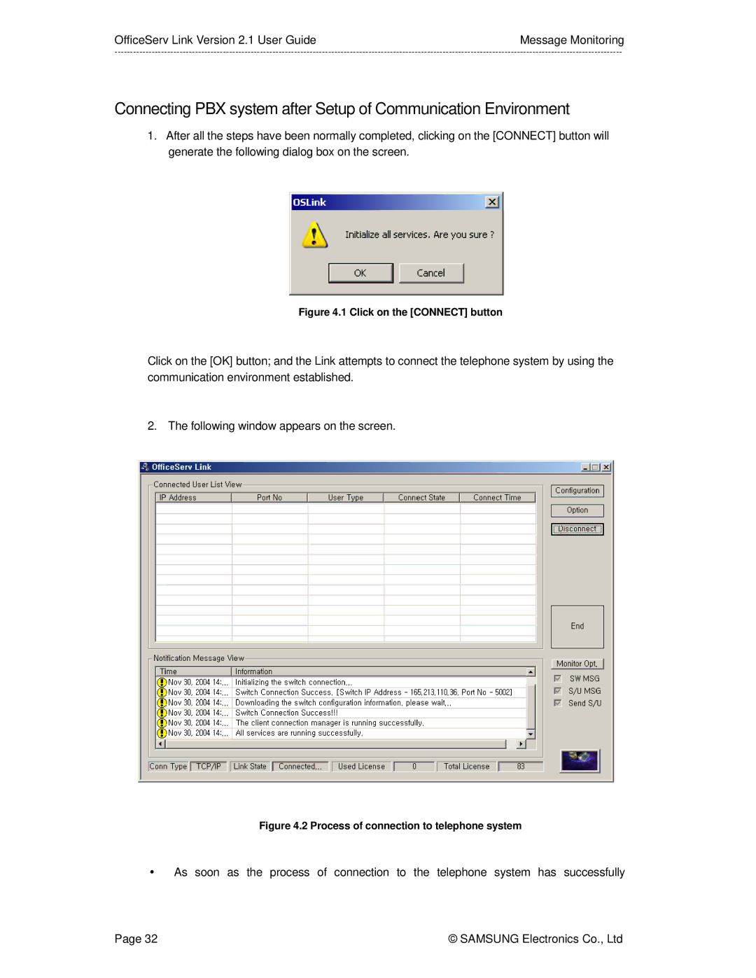 Samsung manual OfficeServ Link Version 2.1 User GuideMessage Monitoring 