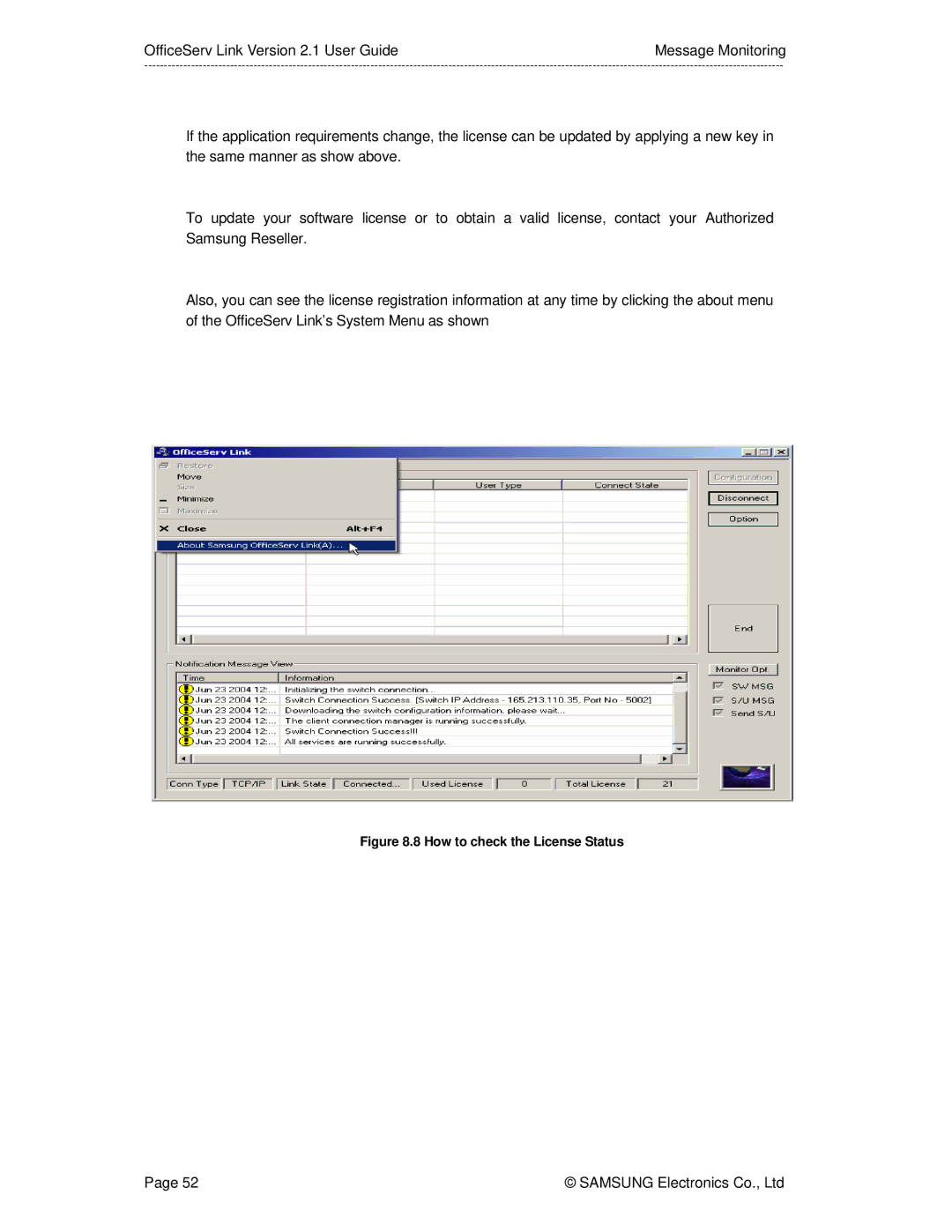 Samsung Version 2.1 manual How to check the License Status 