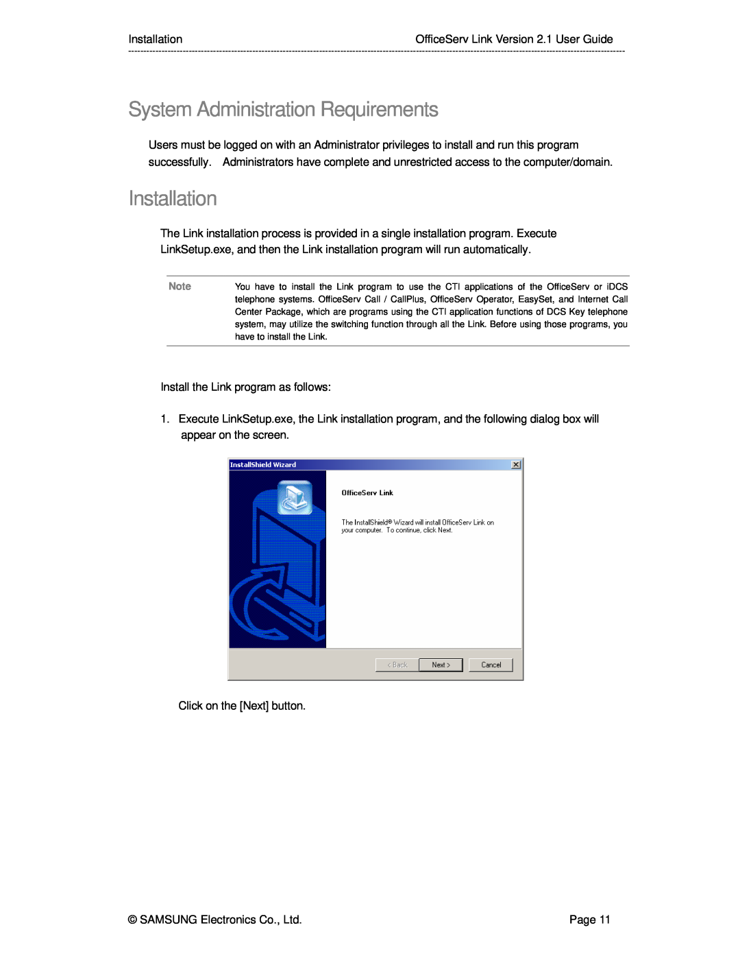 Samsung Version 2.1 manual System Administration Requirements, Installation, Page 