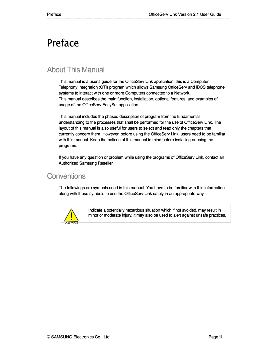 Samsung Version 2.1 manual Preface, About This Manual, Conventions 
