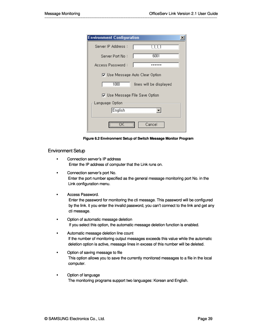 Samsung Version 2.1 manual 2 Environment Setup of Switch Message Monitor Program 