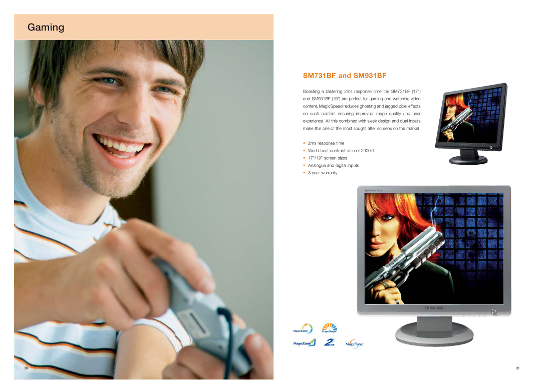 Samsung Visual Display brochure Gaming, SM731BF and SM931BF 