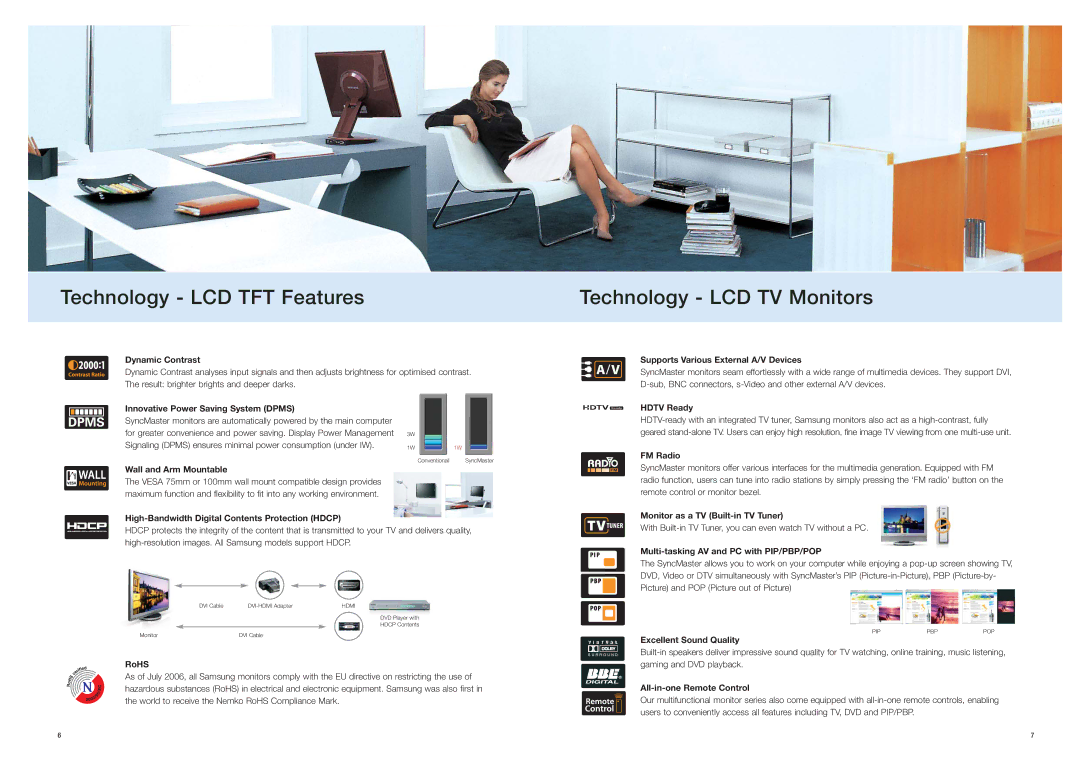 Samsung Visual Display brochure Technology LCD TFT Features, Technology LCD TV Monitors 