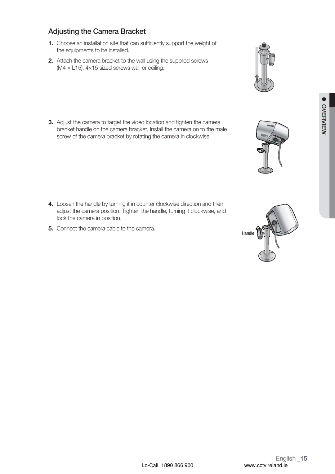 Samsung VKKF004NUS user manual Adjusting the Camera Bracket 