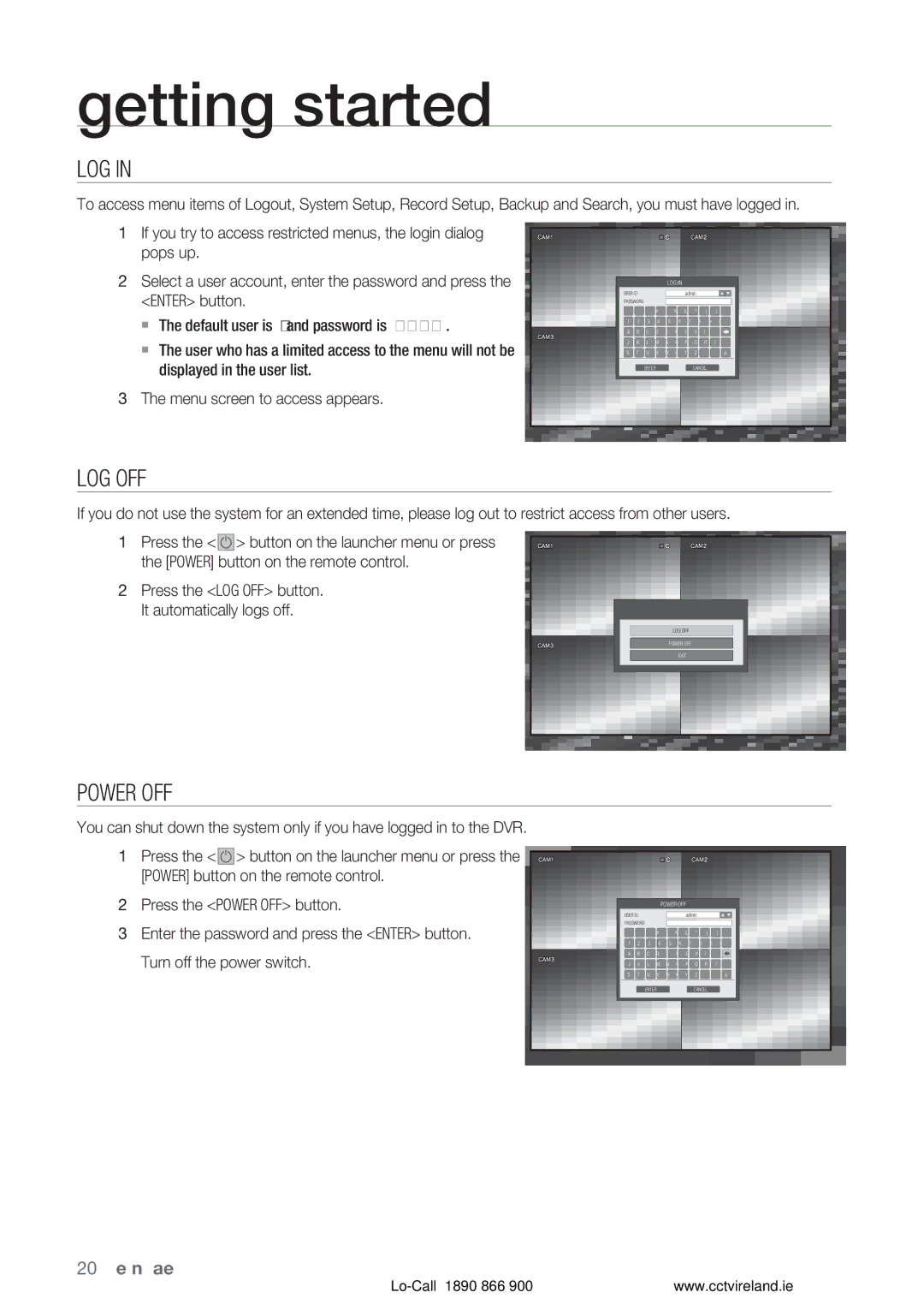 Samsung VKKF004NUS user manual Log Off, Power OFF 