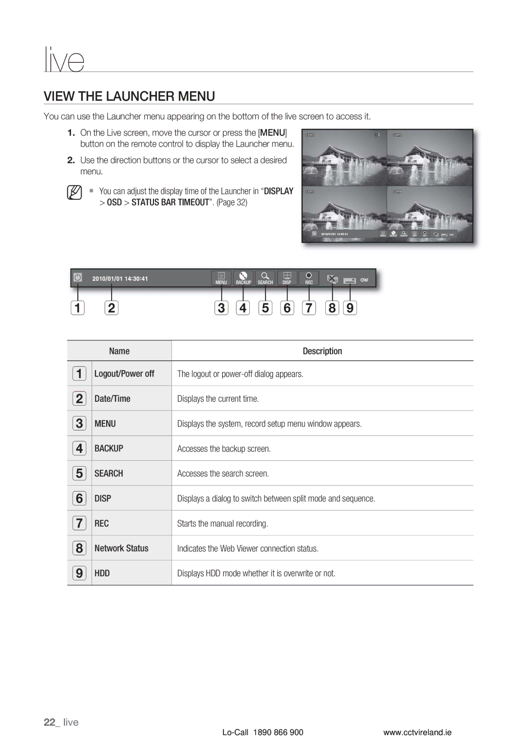 Samsung VKKF004NUS user manual View the Launcher Menu 