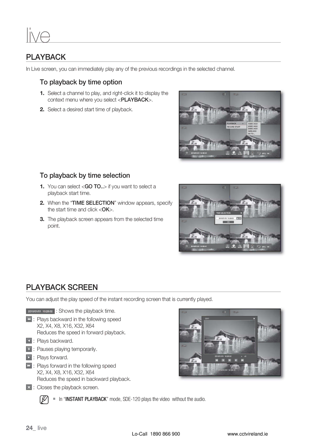 Samsung VKKF004NUS user manual Playback Screen, To playback by time option, To playback by time selection 