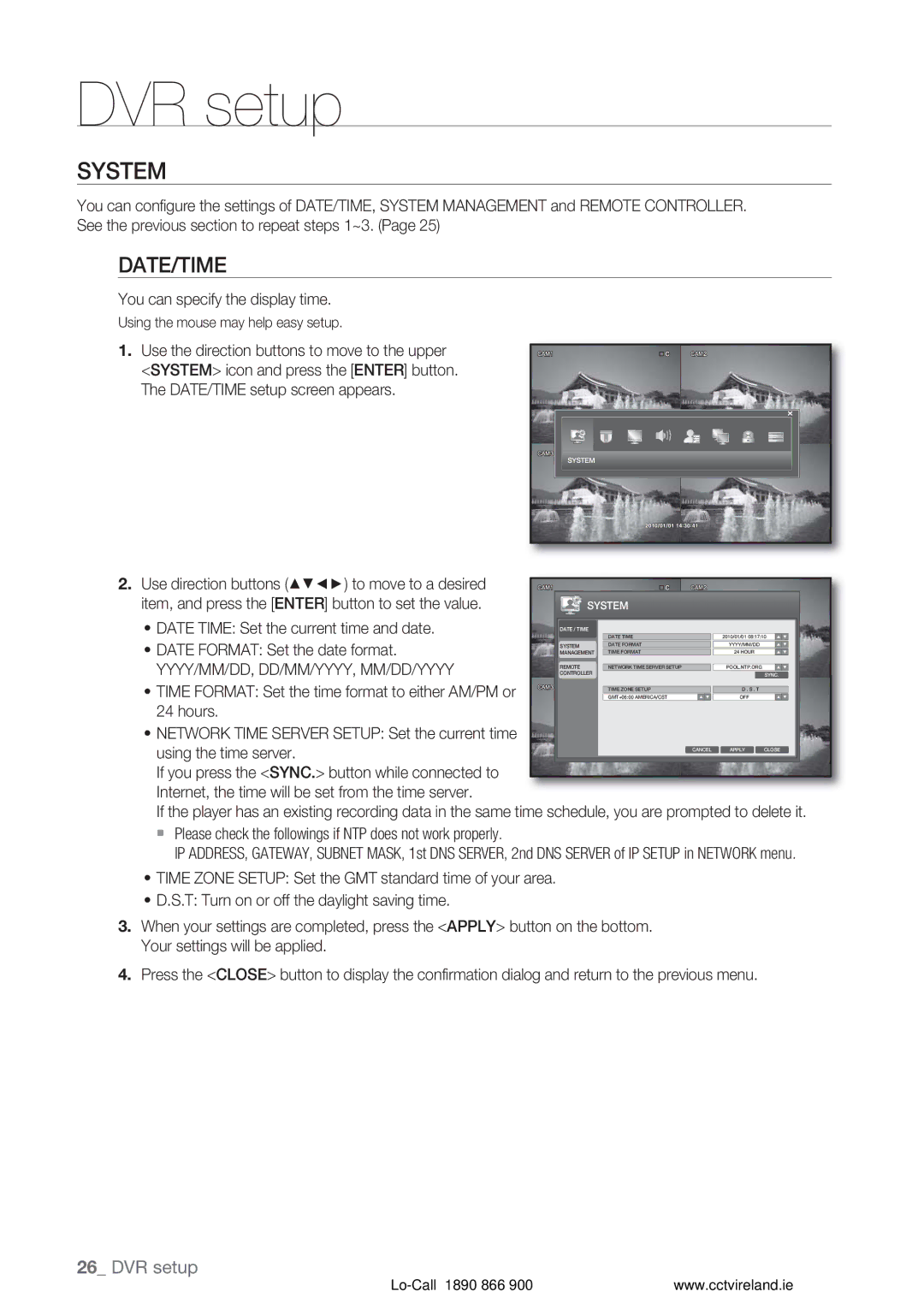 Samsung VKKF004NUS user manual System, Date/Time, Yyyy/Mm/Dd, Dd/Mm/Yyyy, Mm/Dd/Yyyy 