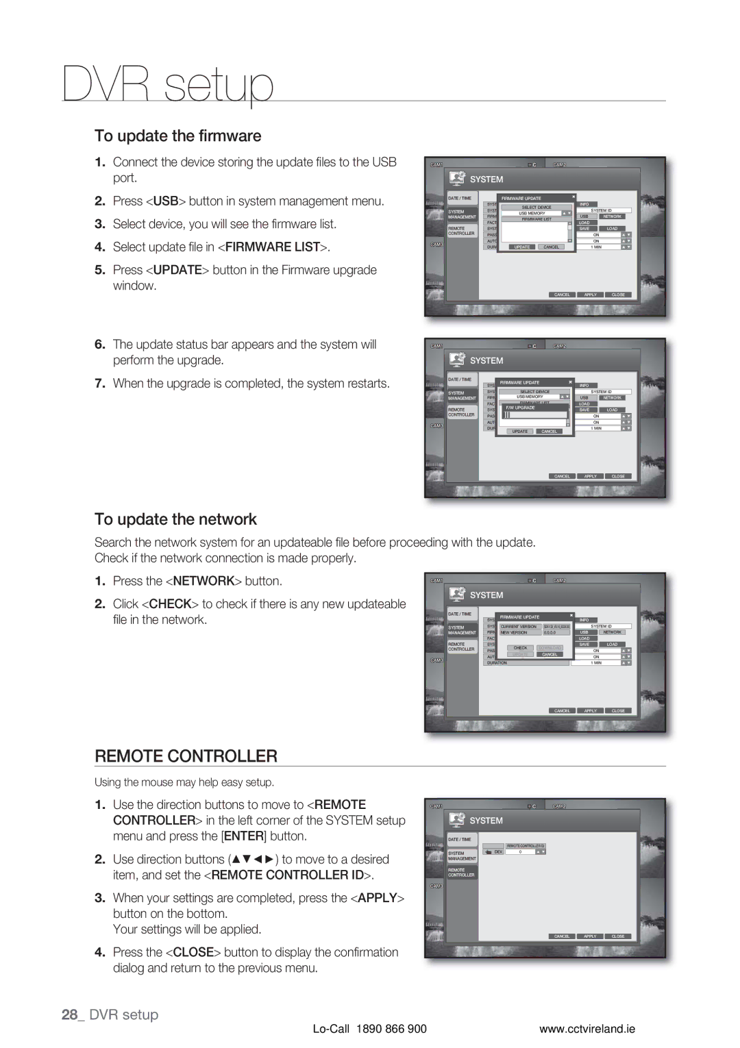 Samsung VKKF004NUS user manual Remote Controller, To update the firmware, To update the network, File in the network 