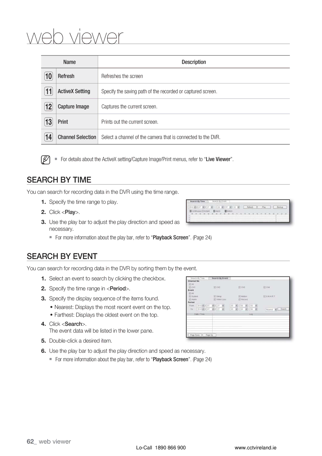 Samsung VKKF004NUS user manual Search by Time, Search by Event 