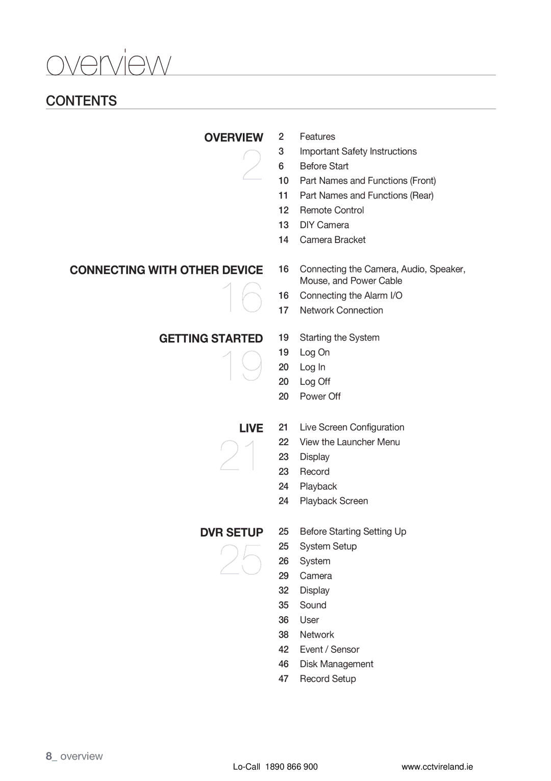 Samsung VKKF004NUS user manual Contents 