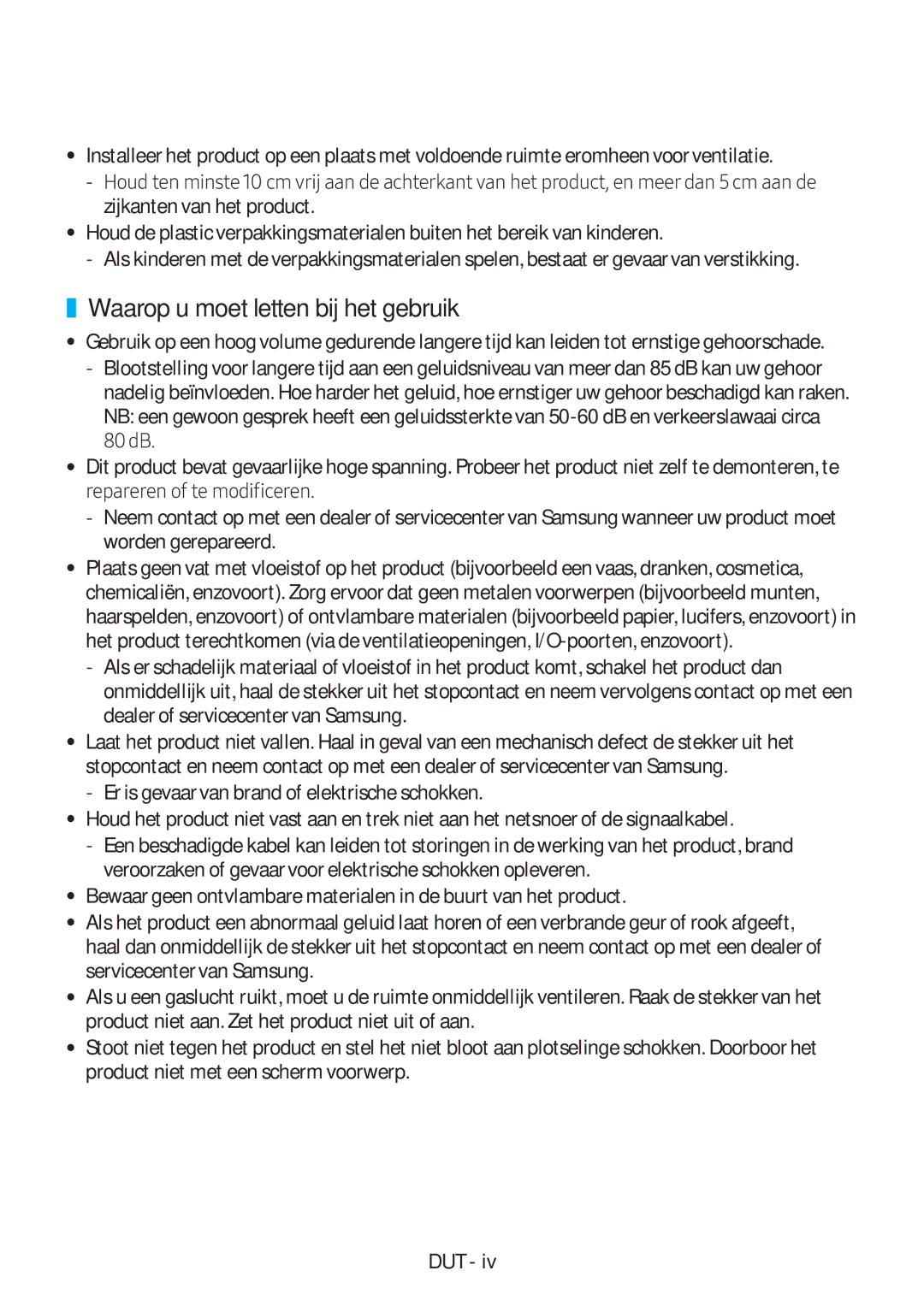 Samsung VL350/XN, VL551/EN, VL351/EN, VL351/XN, VL550/EN, VL550/XN, VL551/XN, VL350/EN manual Waarop u moet letten bij het gebruik 