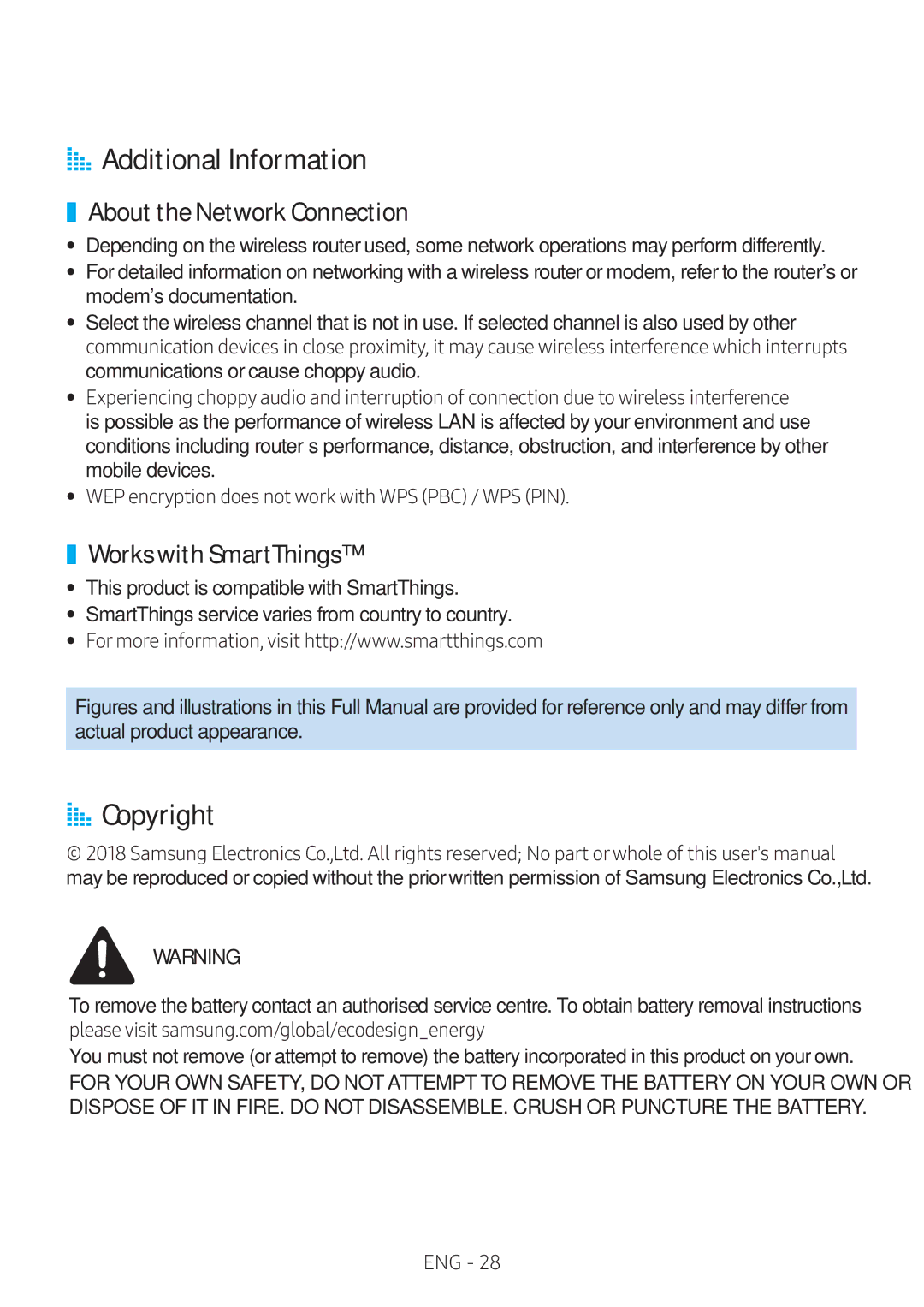 Samsung VL551/XV manual AA Additional Information, AA Copyright, About the Network Connection, Works with SmartThings 