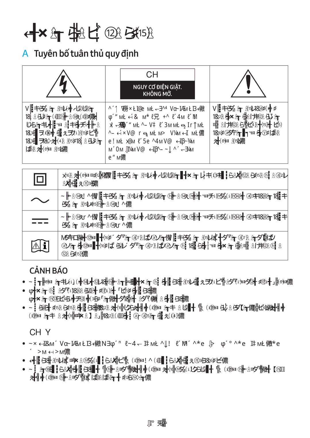 Samsung VL551/XV manual Thông tin về an toàn, AA Tuyên bố tuân thủ quy định, Chú Y 