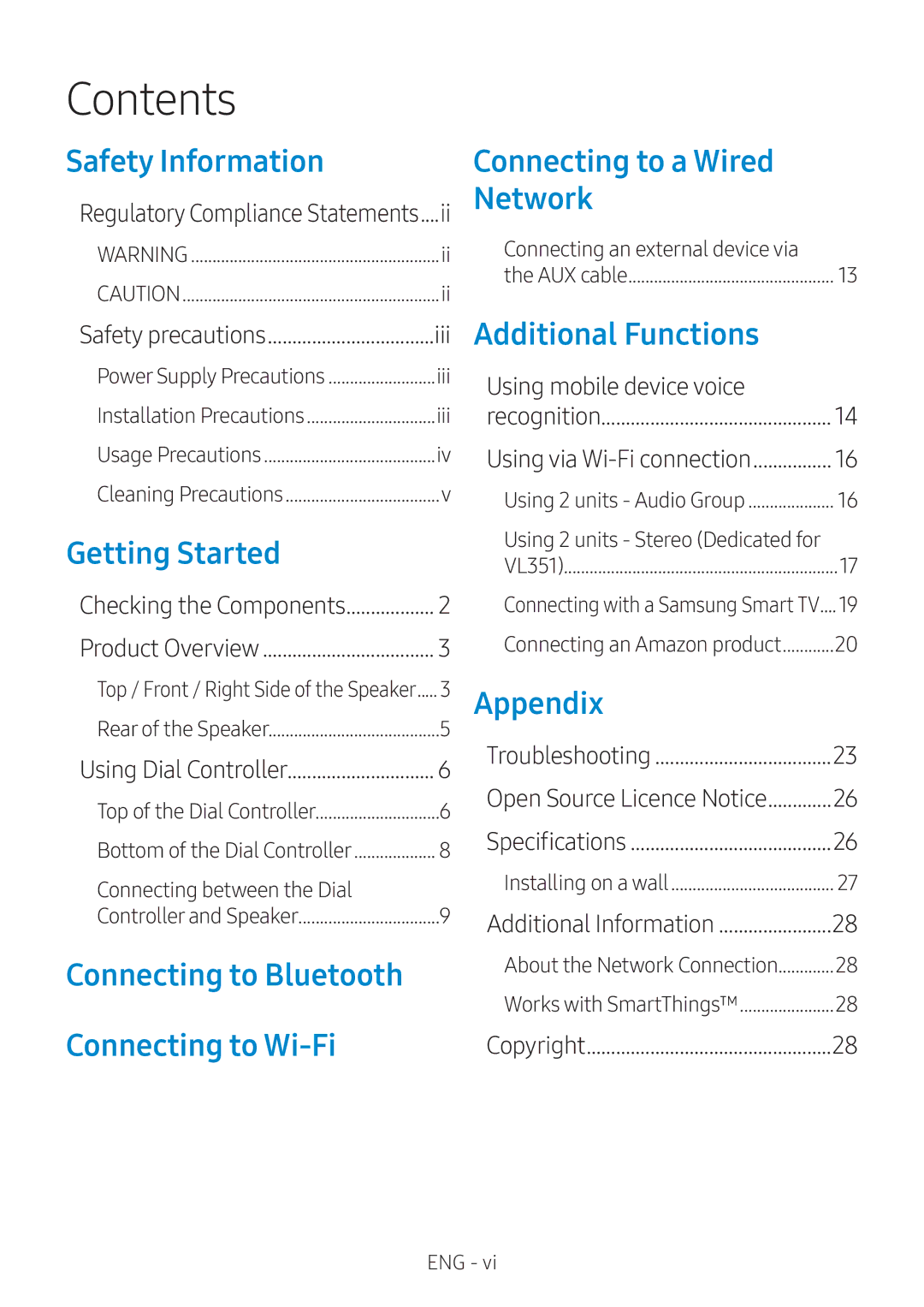 Samsung VL551/XV manual Contents 