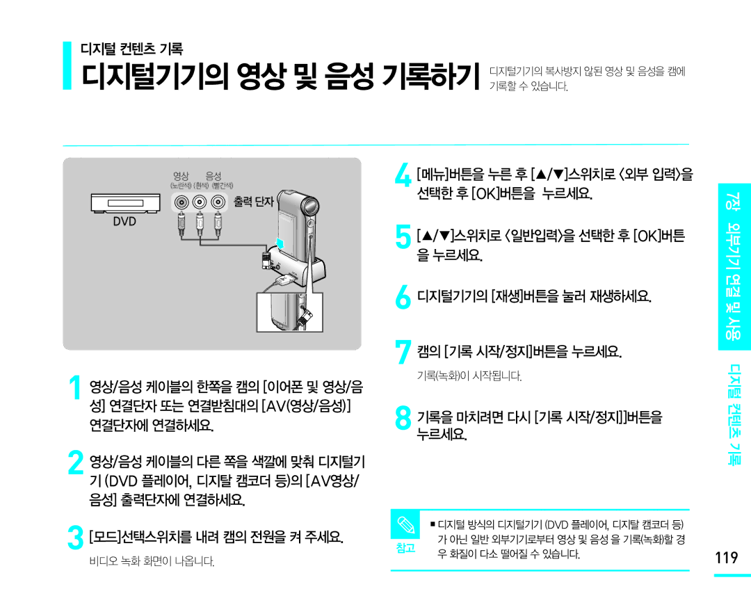 Samsung VM-X110L manual 119 