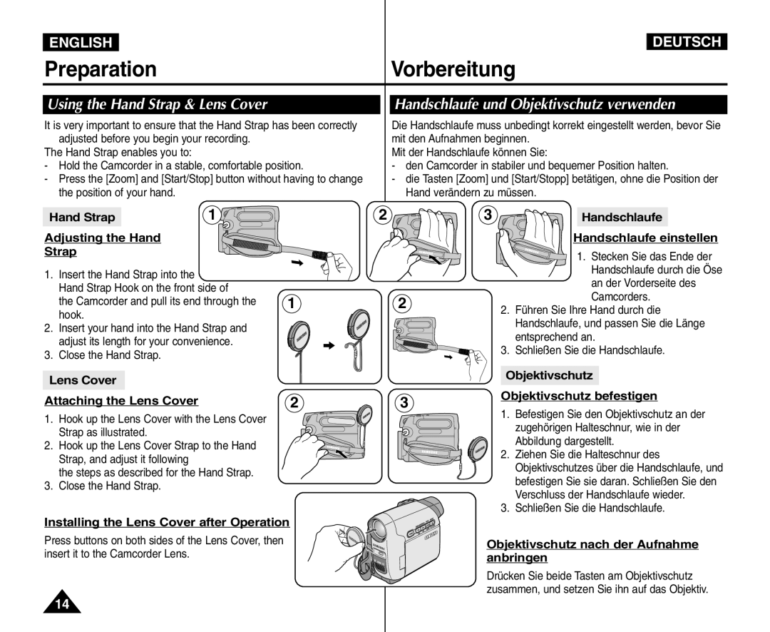 Samsung VP - D364W(i), VP - D365W(i), VP - D361W(i) manual PreparationVorbereitung 