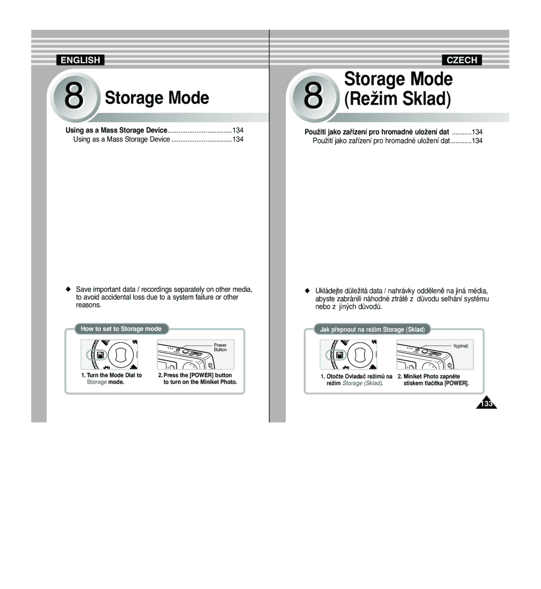 Samsung VP - MS10(BL), VP - MS11(R), VP - MS11(S), VP - MS15(S), VP - MS10(S), VP - MS15(R) manual Storage Mode ReÏim Sklad 