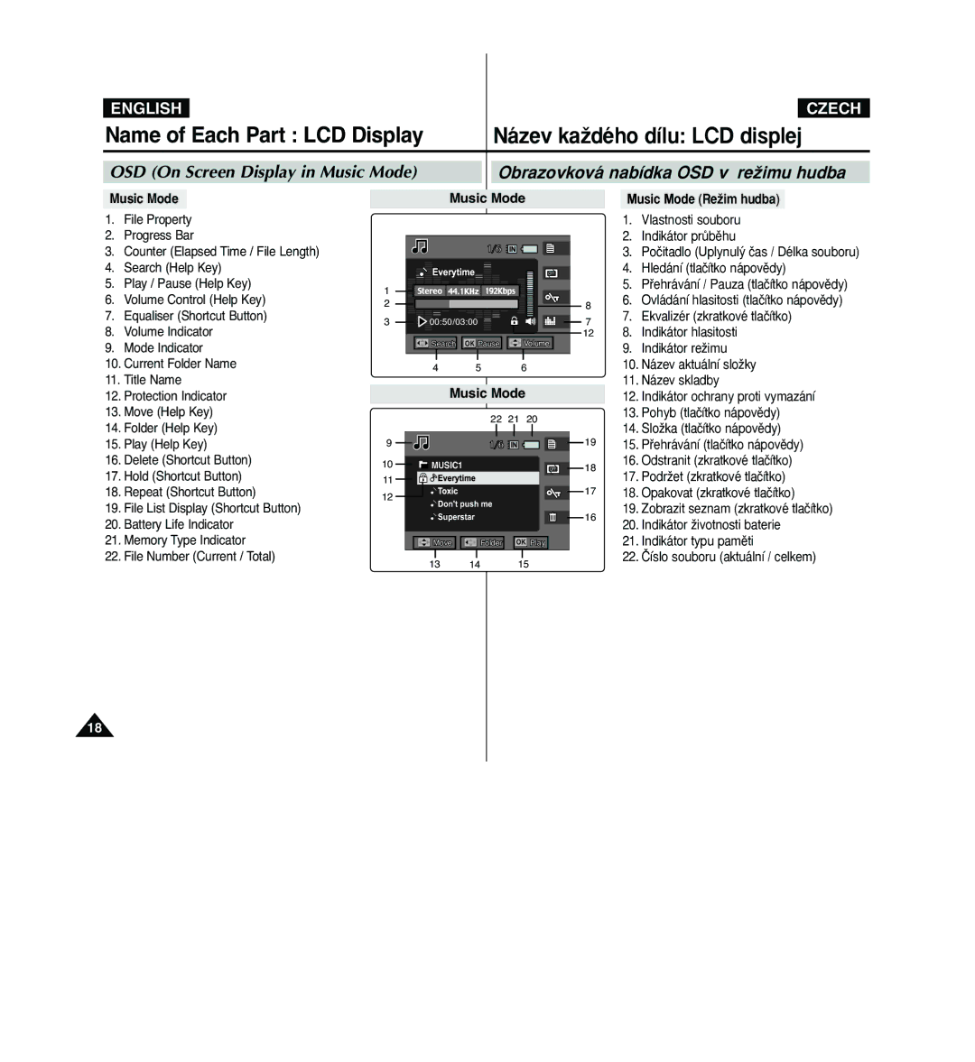 Samsung VP - MS12(R), VP - MS11(R), VP - MS10(BL), VP - MS11(S), VP - MS15(S), VP - MS10(S), VP - MS15(R) manual Music Mode 