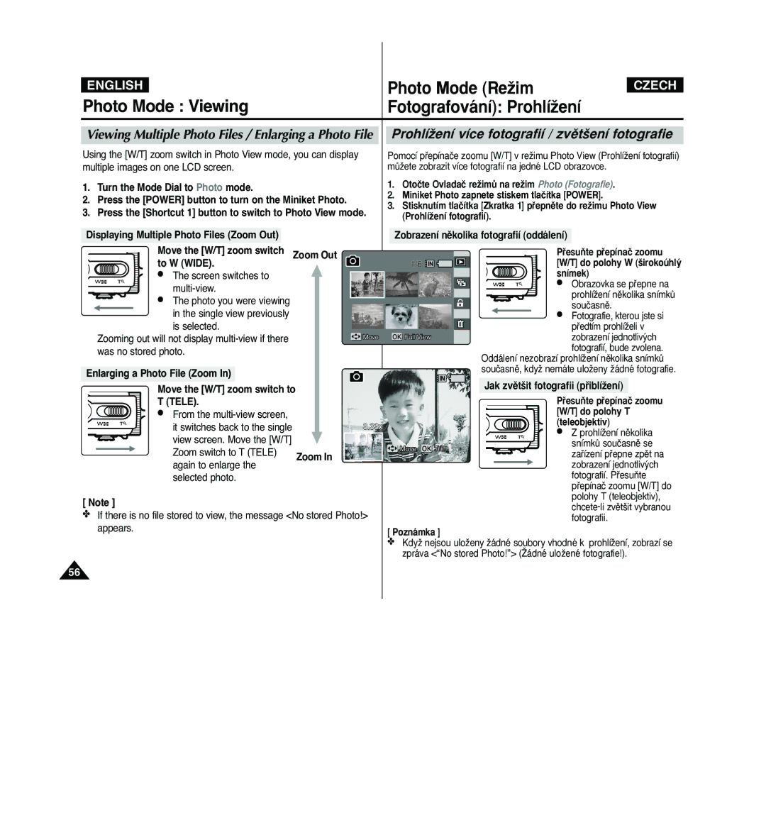 Samsung VP - MS10(R) manual ProhlíÏení více fotografií / zvût‰ení fotografie, Displaying Multiple Photo Files Zoom Out 