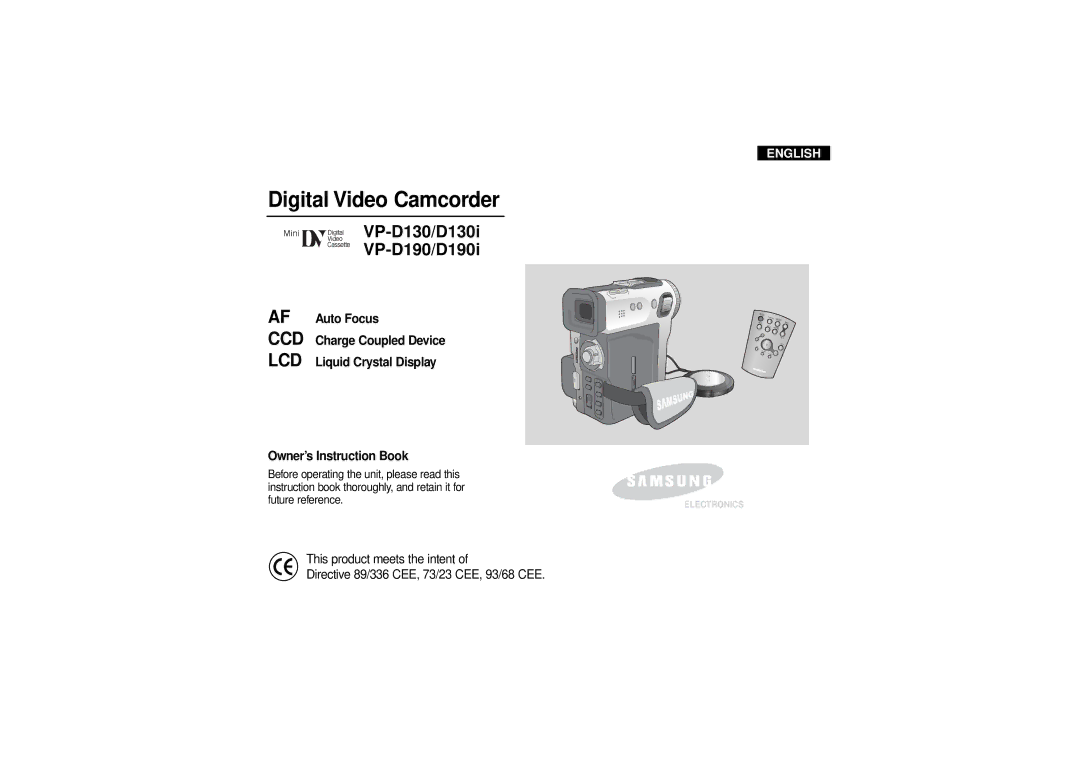 Samsung VP D 130 i manual Digital Video Camcorder 