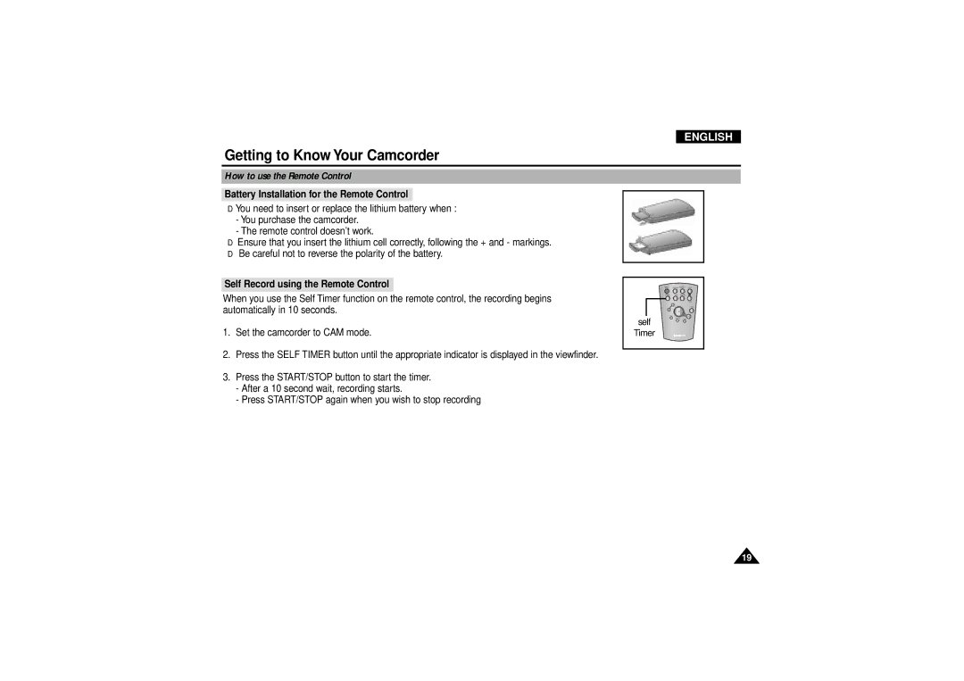 Samsung VP D 130 i manual How to use the Remote Control, Battery Installation for the Remote Control 