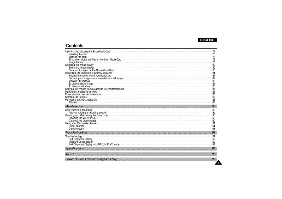 Samsung VP D 130 i manual Index 